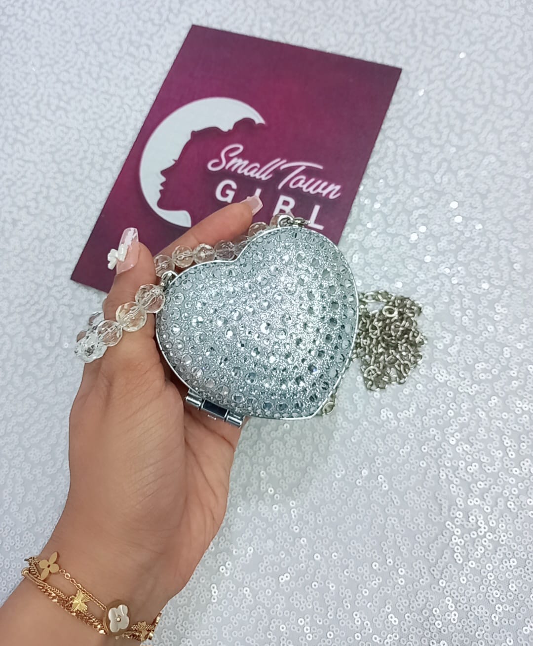 Mini Stoned Heart Bag (B141)