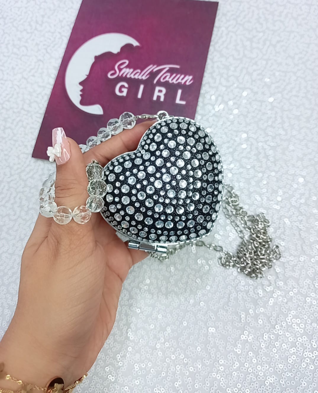 Mini Stoned Heart Bag (B141)