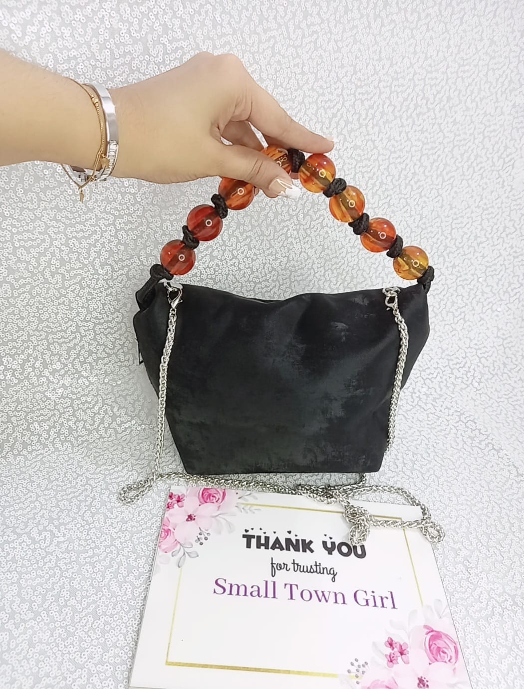Marble Handle Pouch Bag (B108)