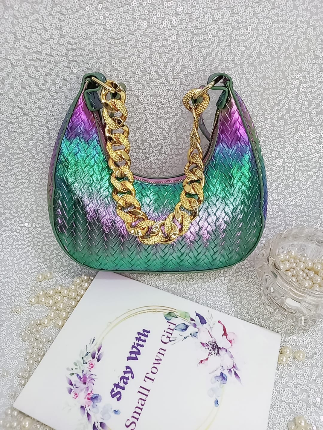Multicolor Effect Half-Moon Bag (B107)