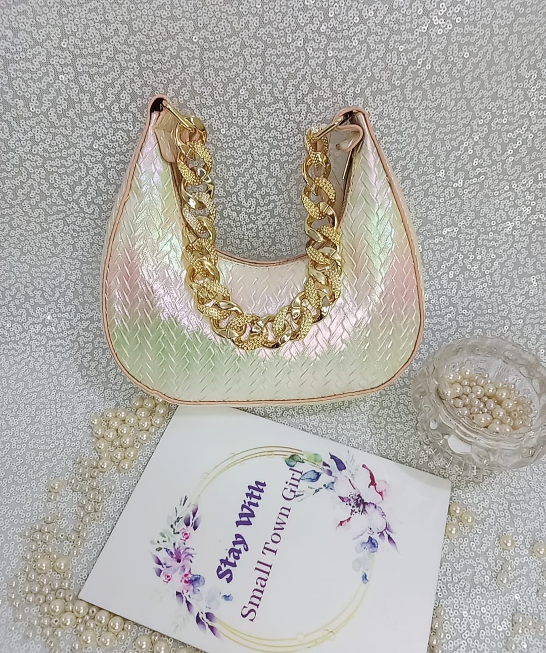 Multicolor Effect Half-Moon Bag (B107)