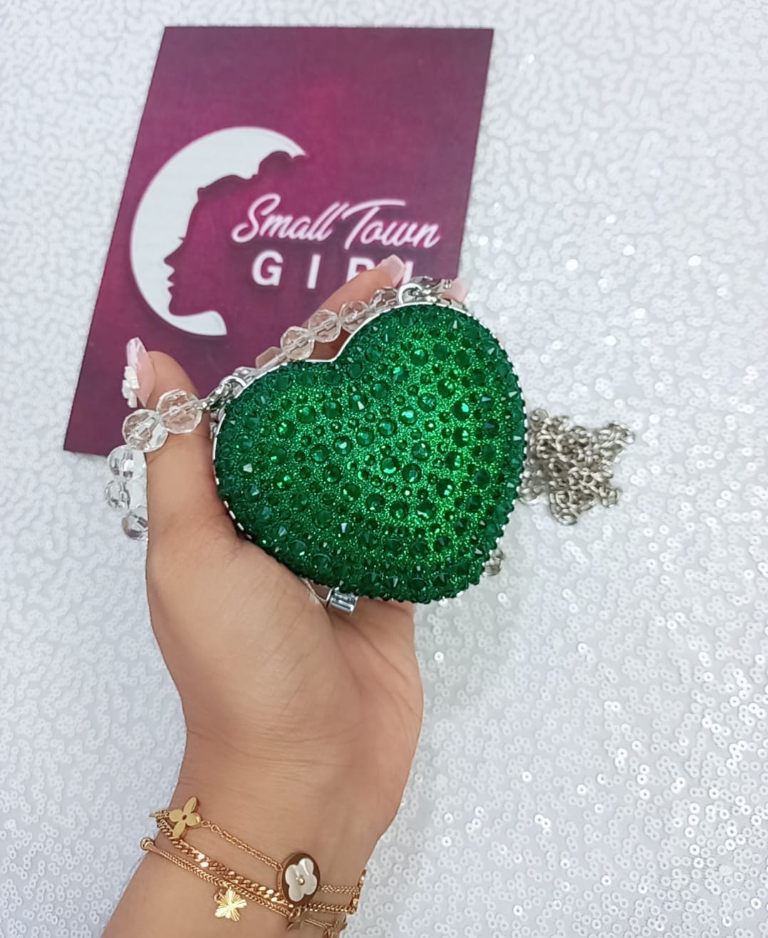 Mini Stoned Heart Bag (B141)