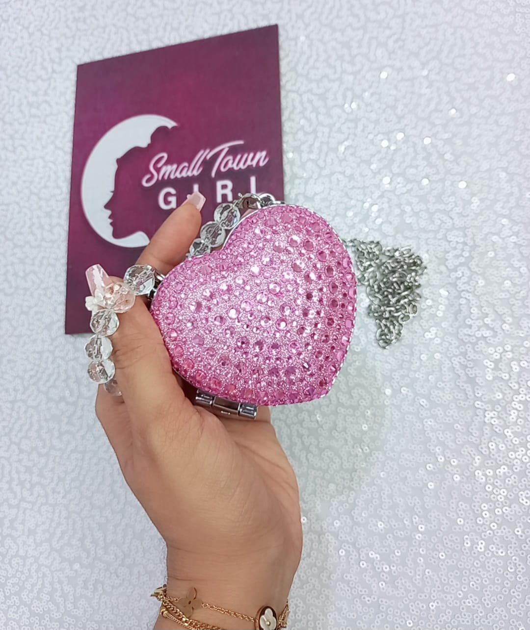 Mini Stoned Heart Bag (B141)