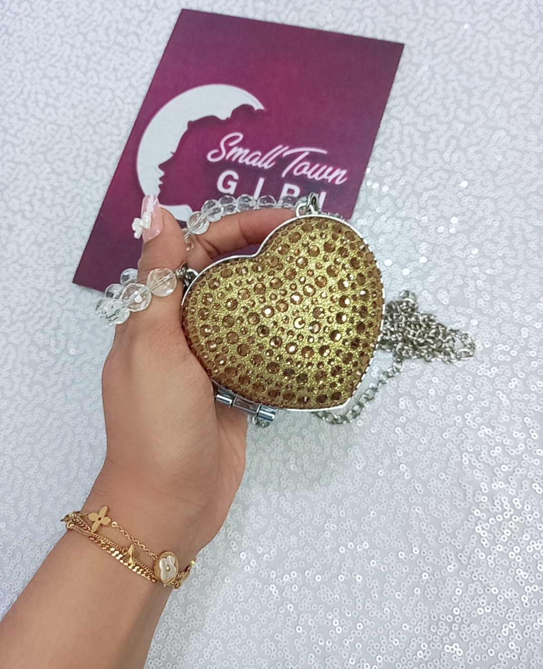 Mini Stoned Heart Bag (B141)