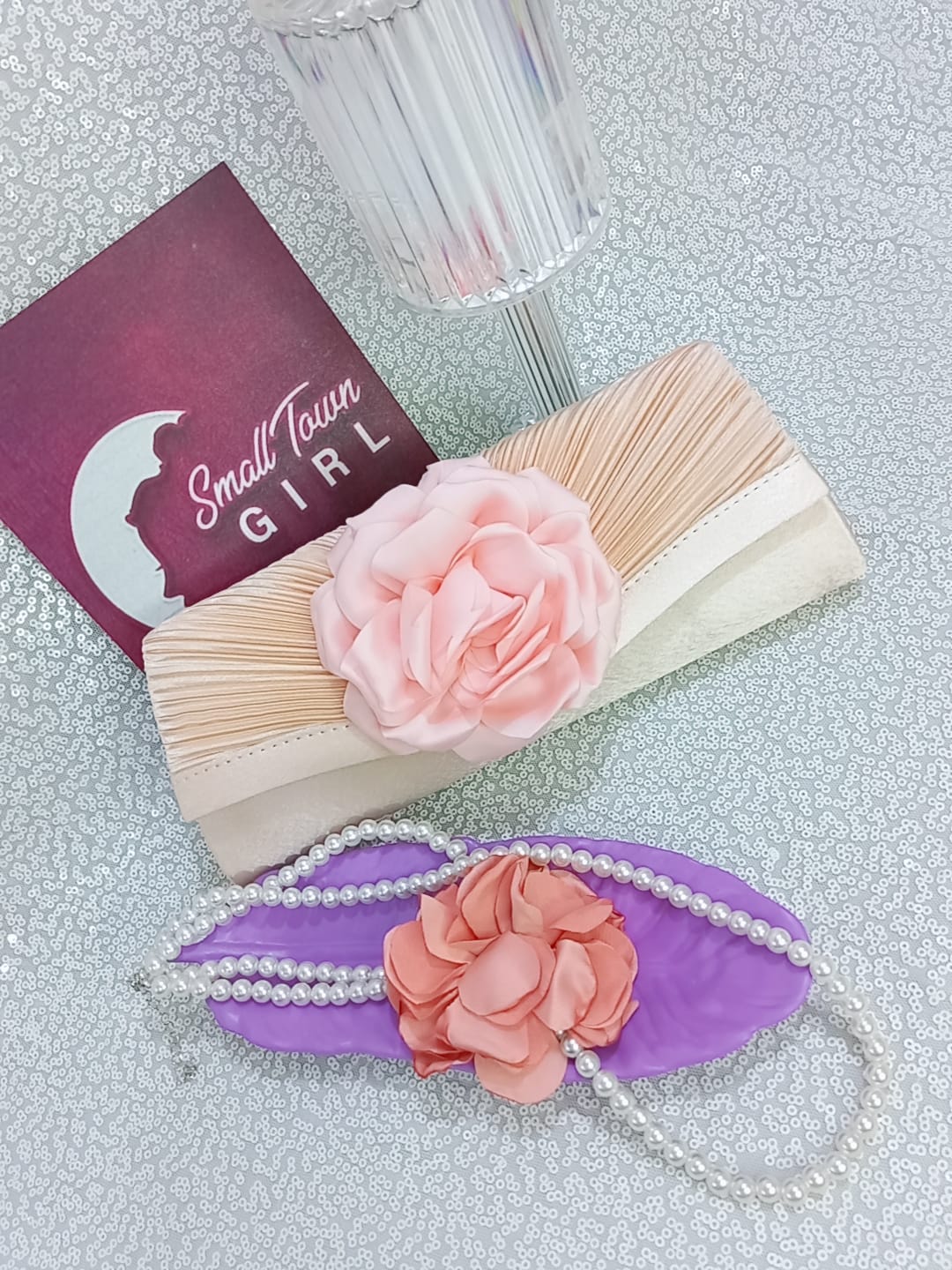 Satin Rose Clutch (B142)